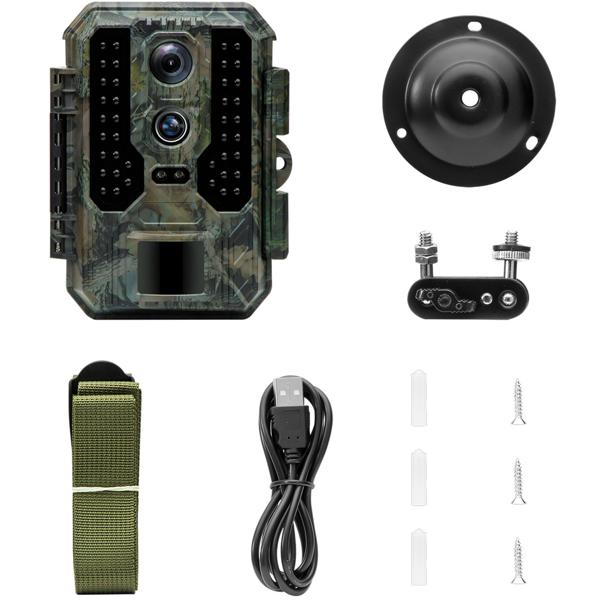 Profi 4K-Wildkamera mit IR-Nachtsicht-, Zeitraffer- & Timerfunktion, PIR Sensor, Dual Lens, Mikrofon, Multi-Shot, IP65