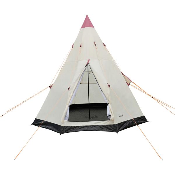 3-Personen Tipi-Zelt Ø 2,5m - Wasserabweisend, integrierte Bodenplane - Insektennetz 170x220cm - Schutz vor Mücken - Polyester - Creme