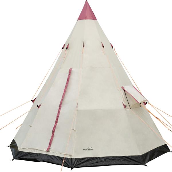 3-Personen Tipi-Zelt Ø 2,5m - Wasserabweisend, integrierte Bodenplane - Insektennetz 170x220cm - Schutz vor Mücken - Polyester - Creme