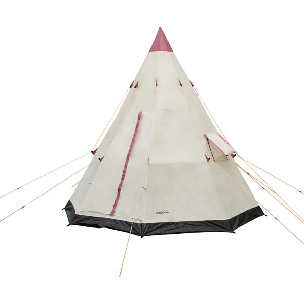 3-Personen Tipi-Zelt Ø 2,5m - Wasserabweisend, integrierte Bodenplane - Insektennetz 170x220cm - Schutz vor Mücken - Polyester - Creme