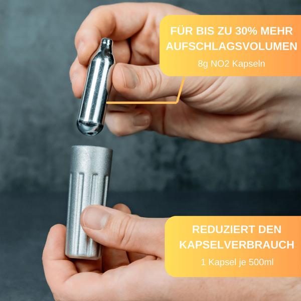 48 Sahnekapseln für gängige Schlag-Sahnespender, 8 g Gas pro Kapsel, Druckkapseln für alle gängigen Sahnespender, Sahnebereiter, Cream Wipper