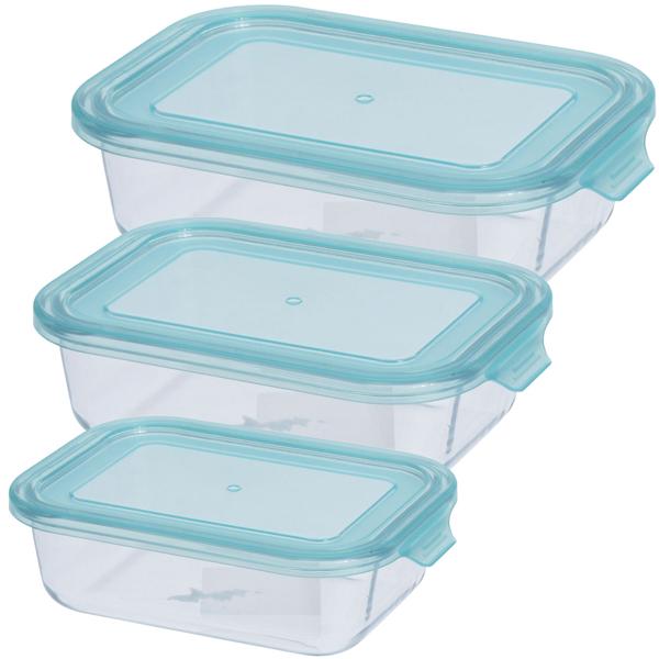 3er-Set Premium Frischhaltedosen aus Borosilikatglas, 630/1040/1480ml - Länger frisch, ofenfest, gefrierfest, BPA-frei