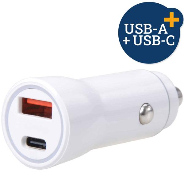 USB-Auto-Ladegerät - Schnelles Laden für Smartphone, Tablet, Notebook - Dual USB-A & USB-C Anschluss - 12-24V Input, 36 Watt Leistung