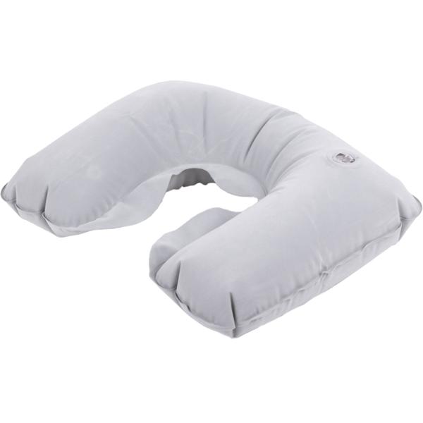 Aufblasbares Nackenkissen hellgrau - Ergonomische Hufeisenform für Nacken- & Schulterstütze - Ideal für Zug- Bus- Flugreisen & Auto - Ultraleicht, platzsparend