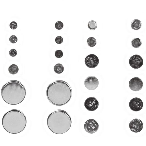 Lithium Knopfzellen-Batterie-Set 24 Stück - 10 Typen für Miniradios Uhren Wecker Taschenrechner - AG1 AG3 AG4 AG5 AG10 AG12 AG13 CR2016/CR2025 CR2032