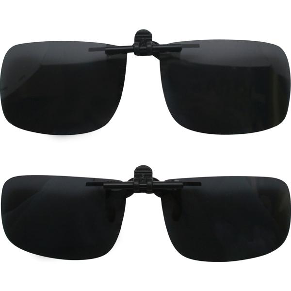 2er-Set Clip-On-Sonnenbrille - Polarisierend, 100% UV-Schutz - Aufsteckbrille für Brillenträger inkl. 2 Grössen (S/M) zum Hochklappen