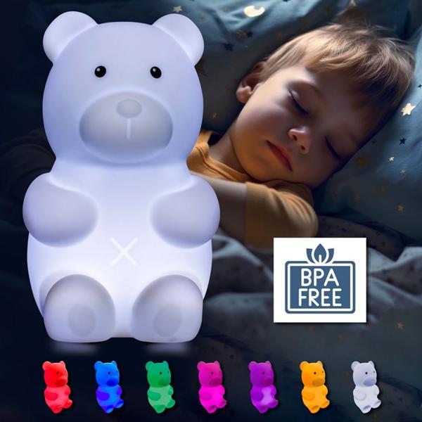 2er-Set LED Nachtlicht "Basti der Bär" - Einschlafhilfe & Stilllicht für Kinder/Babies - RGB Farbwechsel, Touch-Steuerung, batteriebetrieben, 30.000h Lebensdauer