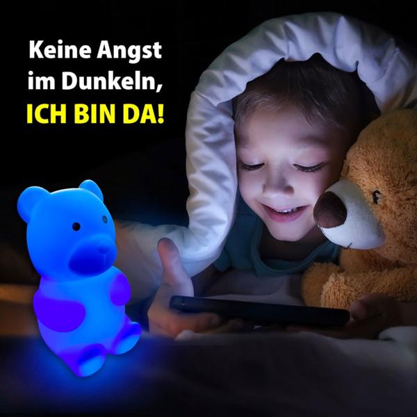 2er-Set LED Nachtlicht "Basti der Bär" - Einschlafhilfe & Stilllicht für Kinder/Babies - RGB Farbwechsel, Touch-Steuerung, batteriebetrieben, 30.000h Lebensdauer