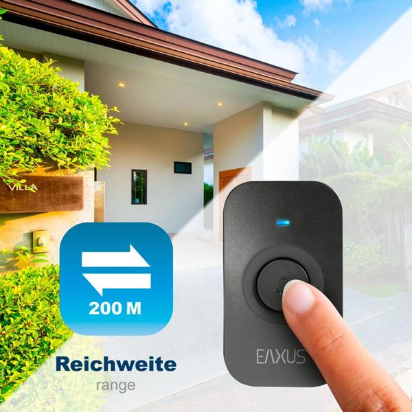 Kabellose Türklingel mit 2 Empfängern & LED-Licht: IP56, batteriebetrieben, schwarz – verpassen Sie nie wieder einen Besucher, überall im Haus