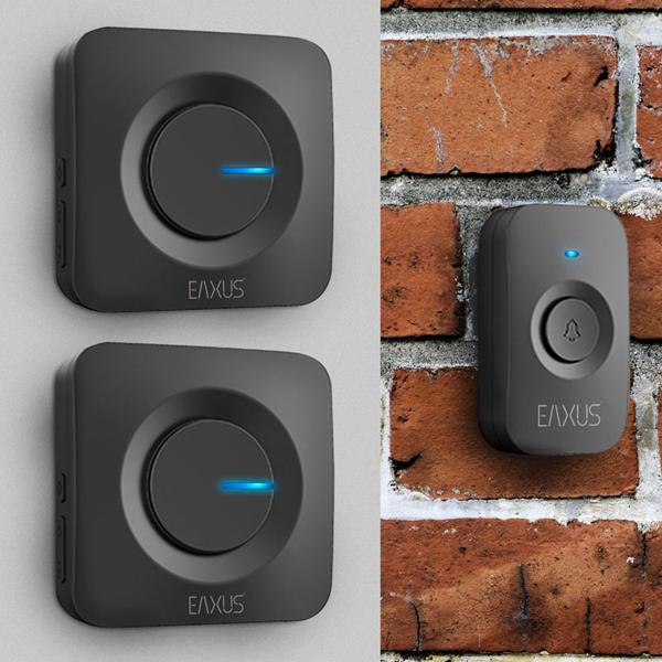 Kabellose Türklingel mit 2 Empfängern & LED-Licht: IP56, batteriebetrieben, schwarz – verpassen Sie nie wieder einen Besucher, überall im Haus