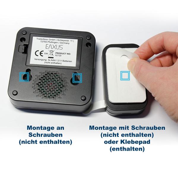 Kabellose Türklingel mit 2 Empfängern & LED-Licht: IP56, batteriebetrieben, schwarz – verpassen Sie nie wieder einen Besucher, überall im Haus