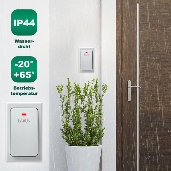 Kabellose Türklingel, batteriefrei, weiss: LED-Anzeige, 36 Melodien & IP44-Schutz. Zuverlässige & moderne Funk-Klingel für Ihr Zuhause.