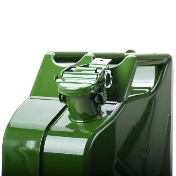 Metall Kraftstoffkanister 20L: Benzinkanister, Olivgrün - Robuster Reservekanister für Benzin & Co. – Sichere Aufbewahrung, Langlebig & Zuverlässig