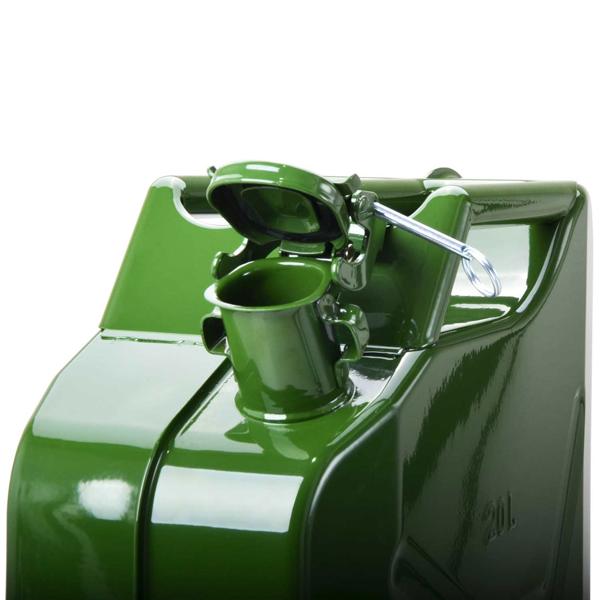 Metall Kraftstoffkanister 20L: Benzinkanister, Olivgrün - Robuster Reservekanister für Benzin & Co. – Sichere Aufbewahrung, Langlebig & Zuverlässig