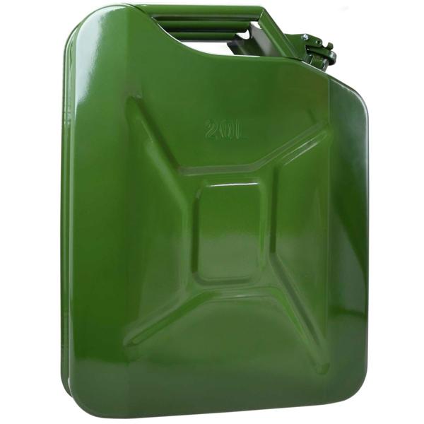Metall Kraftstoffkanister 20L: Benzinkanister, Olivgrün - Robuster Reservekanister für Benzin & Co. – Sichere Aufbewahrung, Langlebig & Zuverlässig