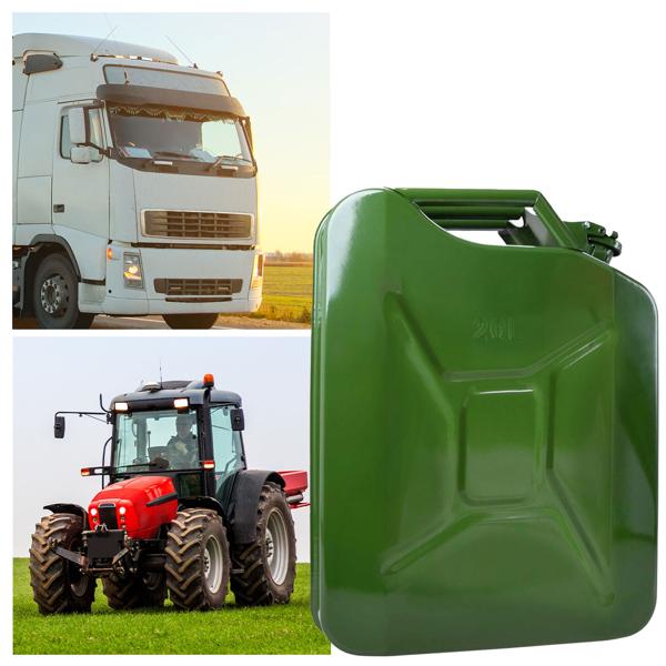 Metall Kraftstoffkanister 20L: Benzinkanister, Olivgrün - Robuster Reservekanister für Benzin & Co. – Sichere Aufbewahrung, Langlebig & Zuverlässig
