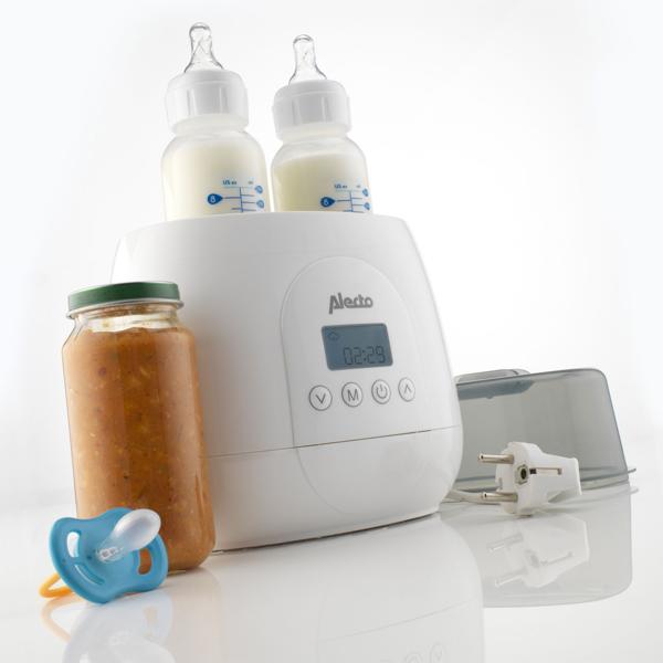 4-in-1 Digitaler Flaschenwärmer für 2 Flaschen, weiss – Erwärmen, Sterilisieren, Auftauen & Warmhalten für sorgenfreie Babyernährung
