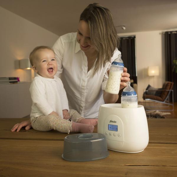 4-in-1 Digitaler Flaschenwärmer für 2 Flaschen, weiss – Erwärmen, Sterilisieren, Auftauen & Warmhalten für sorgenfreie Babyernährung