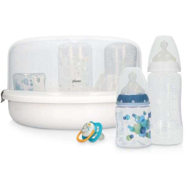 Mikrowellen Babyflaschensterilisator - Hygienische Dampfsterilisation tötet 99.9% Bakterien - Für 4x 250ml Flaschen - Kompakt & BPA-frei