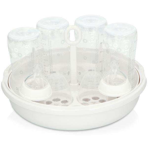 Mikrowellen Babyflaschensterilisator - Hygienische Dampfsterilisation tötet 99.9% Bakterien - Für 4x 250ml Flaschen - Kompakt & BPA-frei