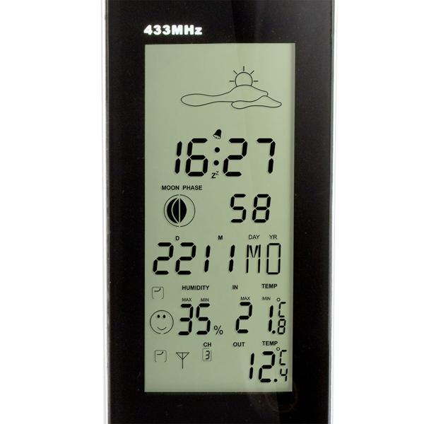 Wetterstation - kabelloser Aussensensor 30m Reichweite - Temperatur, Luftfeuchtigkeit, Wettervorhersage - 3.5" Display - Min/Max-Alarm