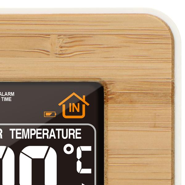 Wetterstation mit Funk-Aussensensor (100m) - Beleuchtetes Bambus-Display - Thermo-Hygro-Barometer, zuverlässige Wetterdaten für Ihr Zuhause