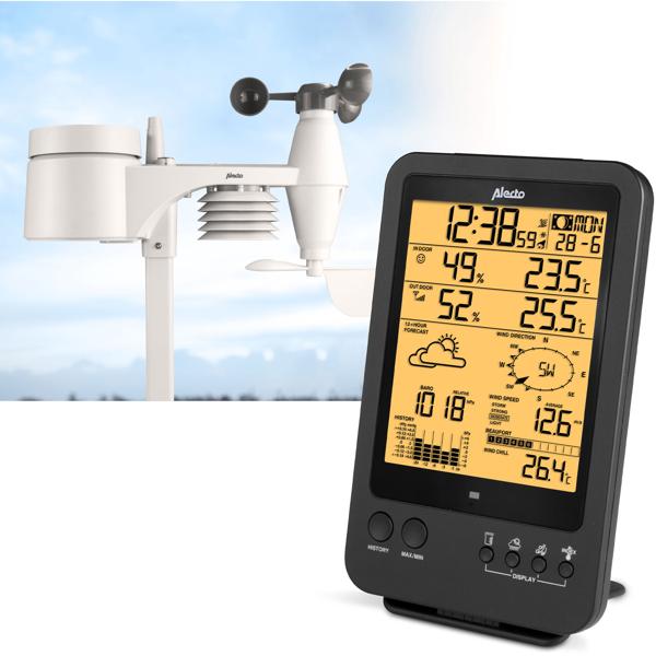 Hochpräzise Wetterstation mit Profi Aussen Messstation - Hitzeindex, Taupunkt, Mondphasen - LCD-Anzeige für maximale Daten