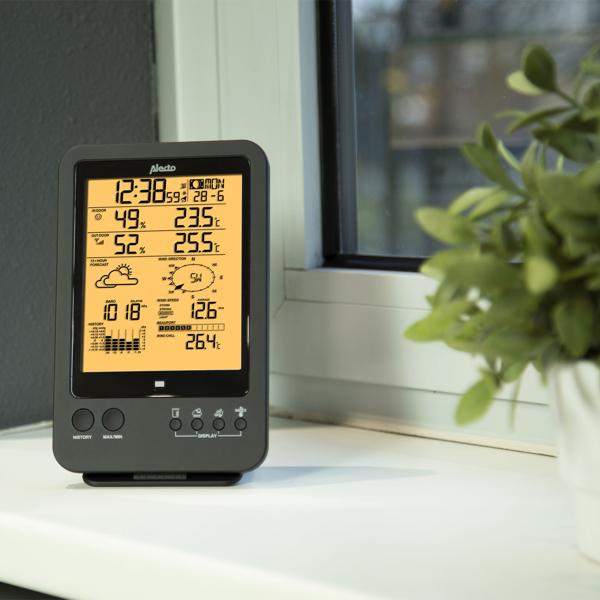 Hochpräzise Wetterstation mit Profi Aussen Messstation - Hitzeindex, Taupunkt, Mondphasen - LCD-Anzeige für maximale Daten