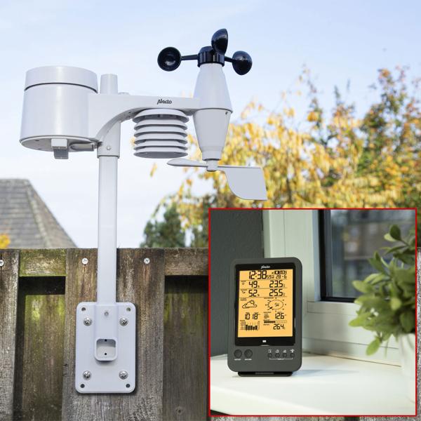 Hochpräzise Wetterstation mit Profi Aussen Messstation - Hitzeindex, Taupunkt, Mondphasen - LCD-Anzeige für maximale Daten