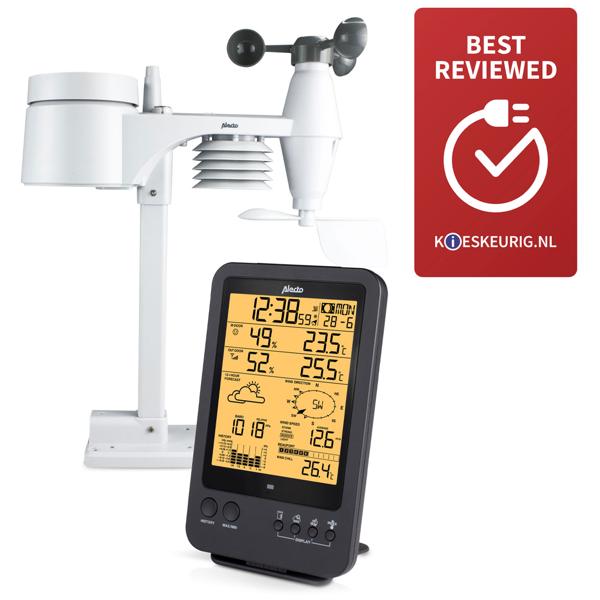 Hochpräzise Wetterstation mit Profi Aussen Messstation - Hitzeindex, Taupunkt, Mondphasen - LCD-Anzeige für maximale Daten