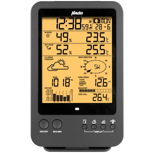 Hochpräzise Wetterstation mit Profi Aussen Messstation - Hitzeindex, Taupunkt, Mondphasen - LCD-Anzeige für maximale Daten