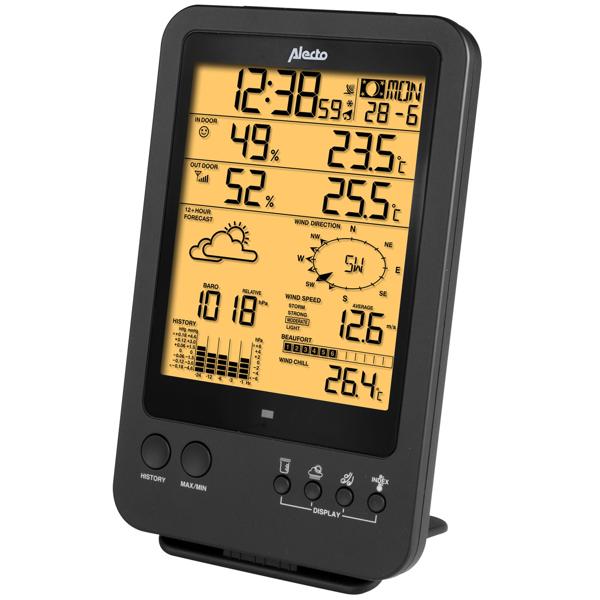 Hochpräzise Wetterstation mit Profi Aussen Messstation - Hitzeindex, Taupunkt, Mondphasen - LCD-Anzeige für maximale Daten