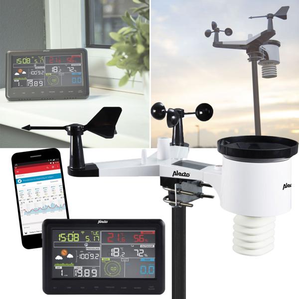 Profi WLAN-Wetterstation mit Aussen-Messstation – Farbdisplay, App, Taupunkt, UV & Weather Underground – Reichweite 30m