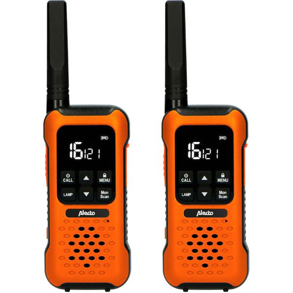 Extrem robuste Outdoor Walkie-Talkies (2er-Set), IPX7, 10km Reichweite, Taschenlampe, orange/schwarz - Perfekt für Outdoor-Enthusiasten