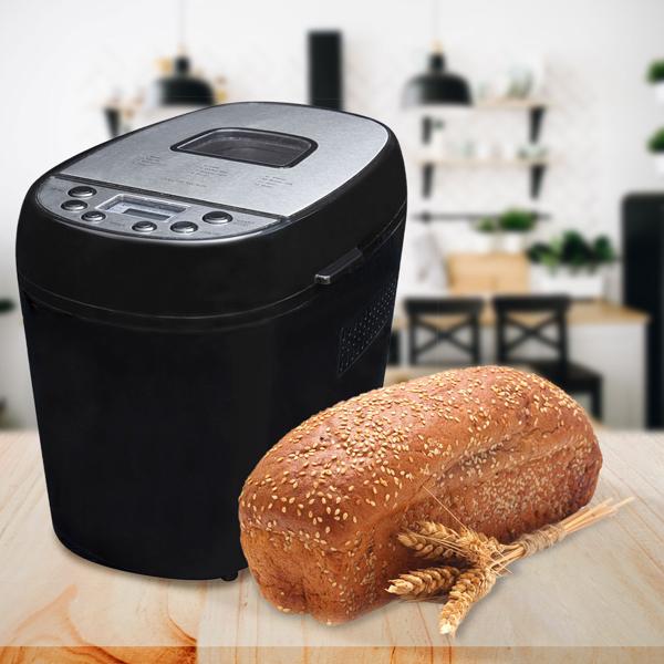 Brotbackmaschine 870W mit 1.5kg Kapazität – Brotbackautomat mit 12 Programmen, LCD-Display & Krusteneinstellung für Weiss- & Vollkornbrot