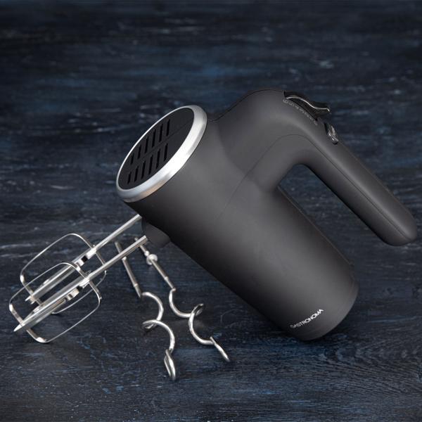 Handmixer 500W - Vielseitiges Rührgerät für Teig, Eischnee & Sahne - 6 Geschwindigkeitsstufen, Turbofunktion, Chrom-Schneebesen/-Knethaken, schwarz