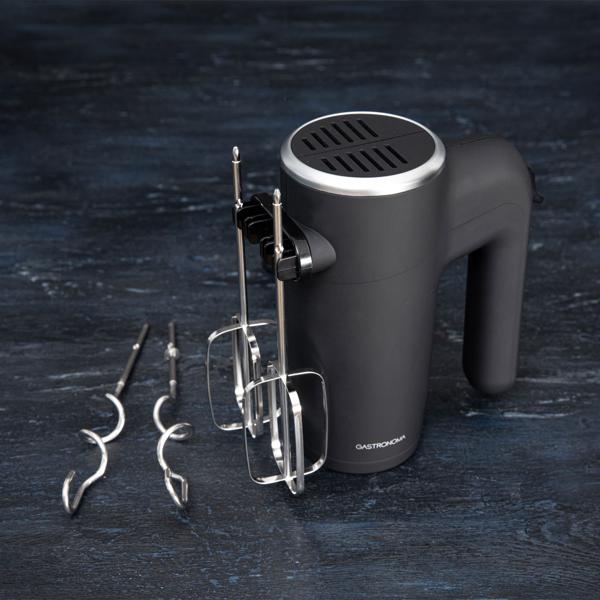 Handmixer 500W - Vielseitiges Rührgerät für Teig, Eischnee & Sahne - 6 Geschwindigkeitsstufen, Turbofunktion, Chrom-Schneebesen/-Knethaken, schwarz