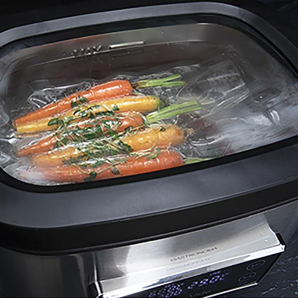 Profi Sous Vide Garer mit Behälter, 9L, 700 W, gebürsteter Edelstahl, LCD Display, für perfektes Vakuum Garen im Wasserbad