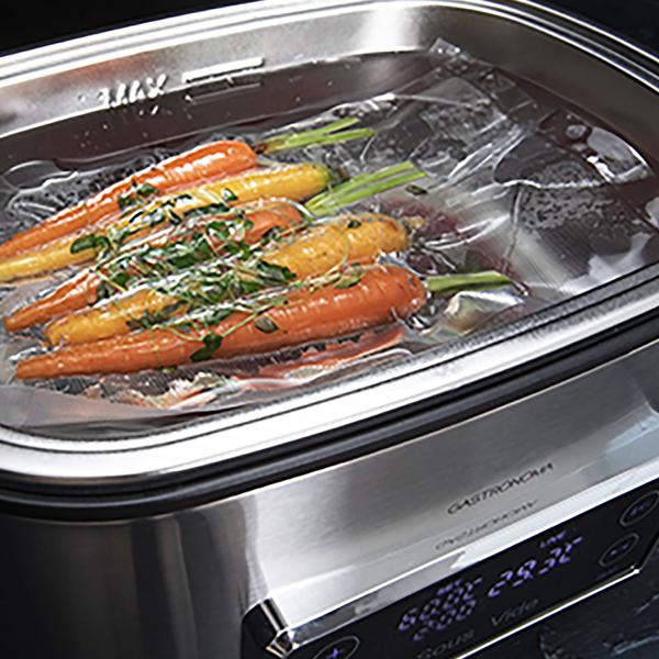 Profi Sous Vide Garer mit Behälter, 9L, 700 W, gebürsteter Edelstahl, LCD Display, für perfektes Vakuum Garen im Wasserbad
