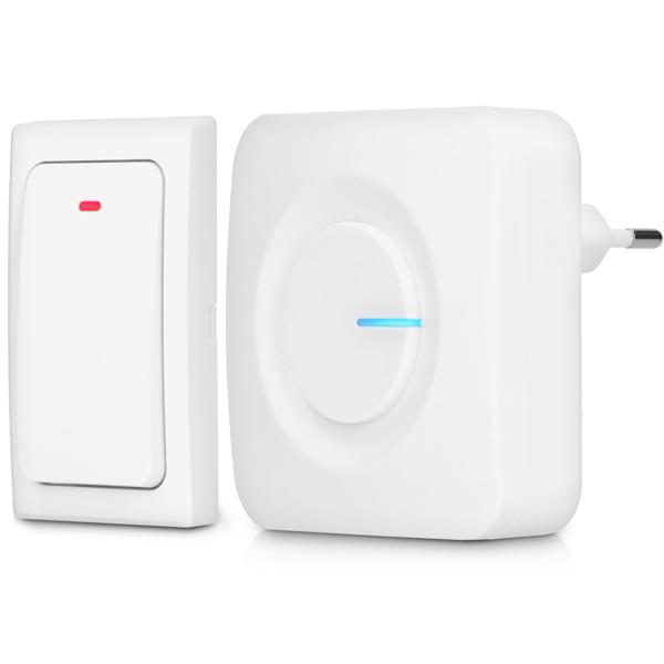 Moderne Funkklingel - Kinetisch (batterielos), bis zu 50 Meter, IP44, weiss, 36 Melodien, Kinderleichte Installation - praktisch und langlebig