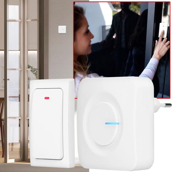 Moderne Funkklingel - Kinetisch (batterielos), bis zu 50 Meter, IP44, weiss, 36 Melodien, Kinderleichte Installation - praktisch und langlebig