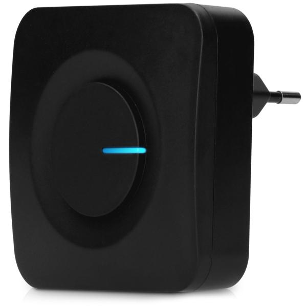 Zuverlässige schwarze Funk-Türklingel, bis 50m, 36 Melodien, IP44 wetterfest, kinetisch, keine Batterien nötig, wartungsfrei - immer einsatzbereit