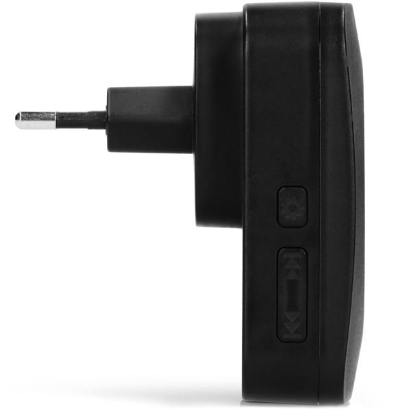 Zuverlässige schwarze Funk-Türklingel, bis 50m, 36 Melodien, IP44 wetterfest, kinetisch, keine Batterien nötig, wartungsfrei - immer einsatzbereit