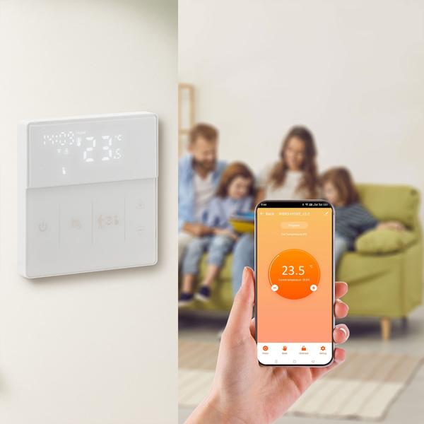 2er-Set WLAN-Thermostat für Fussbodenheizungen - App- & Sprachsteuerung, Heizkosten senken, 2 Sensoren - Alexa/Google/Siri, 230V, weiss