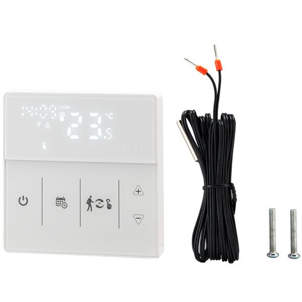 2er-Set WLAN-Thermostat für Fussbodenheizungen - App- & Sprachsteuerung, Heizkosten senken, 2 Sensoren - Alexa/Google/Siri, 230V, weiss