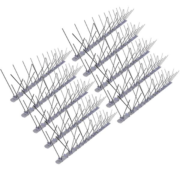 Effektives 10er-Set Spikes zur Taubenabwehr – 3-reihig mit rostfreien Edelstahl-Spitzen, 5 m Länge, wetterfest & langlebig, für Balkon, Dach & Fenster