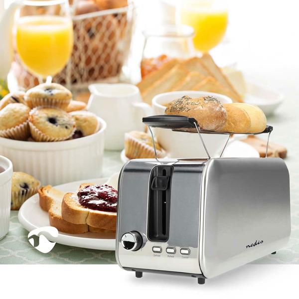 Moderner Langschlitz Toaster für 4 Toastbrote, Auftau- und Aufwärmfunktion, ultra-starke 1450 Watt, Brötchenaufsatz, 7 Bräunungsstufen