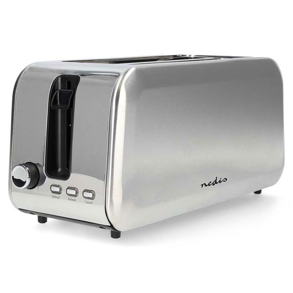 Moderner Langschlitz Toaster für 4 Toastbrote, Auftau- und Aufwärmfunktion, ultra-starke 1450 Watt, Brötchenaufsatz, 7 Bräunungsstufen