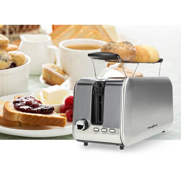 Moderner Langschlitz Toaster für 4 Toastbrote, Auftau- und Aufwärmfunktion, ultra-starke 1450 Watt, Brötchenaufsatz, 7 Bräunungsstufen