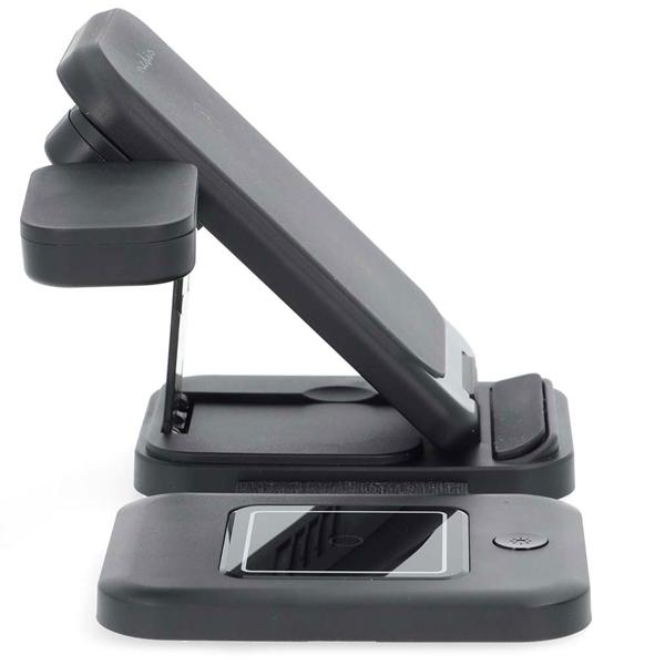 Schneller 3-in-1 Wireless Charger (15W, Qi) USB-C/A - schwarz, mit LED - für Smartphones, Watches, Pods & mehr - Komfort + Ordnung